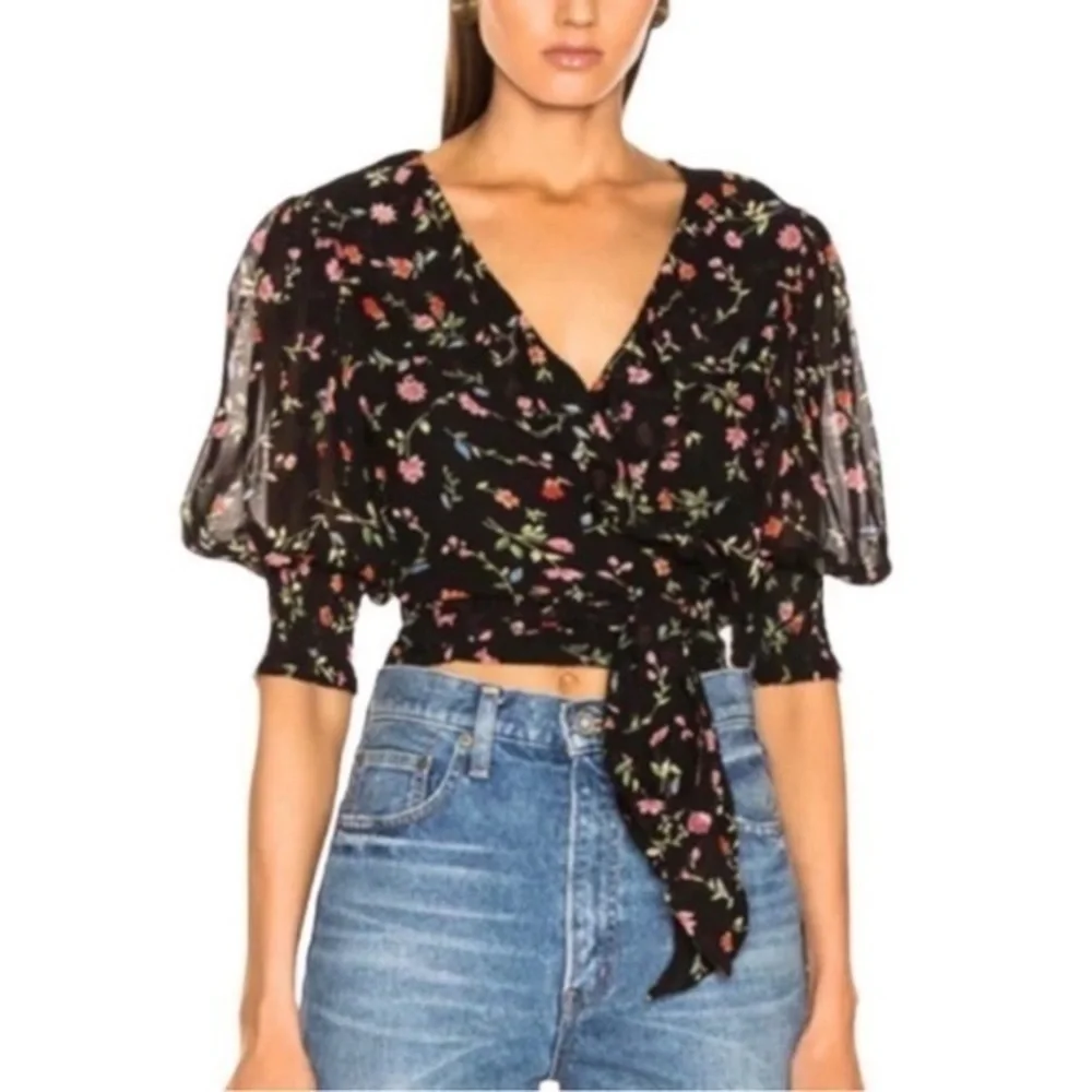 GANNI Paradise Elm Floral Wrap Blouse Sz 36 US (4) - Picture 1 of 6